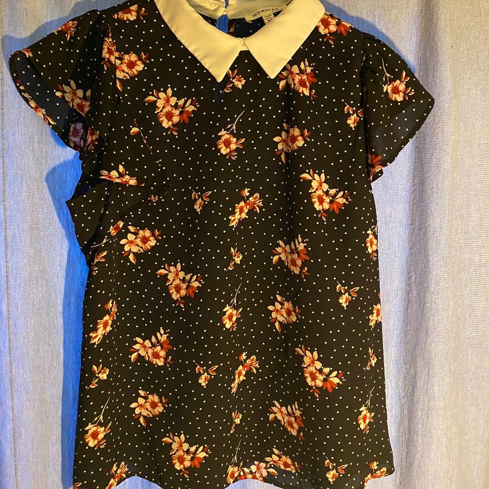 Cute Floral and Polka Dot Blouse